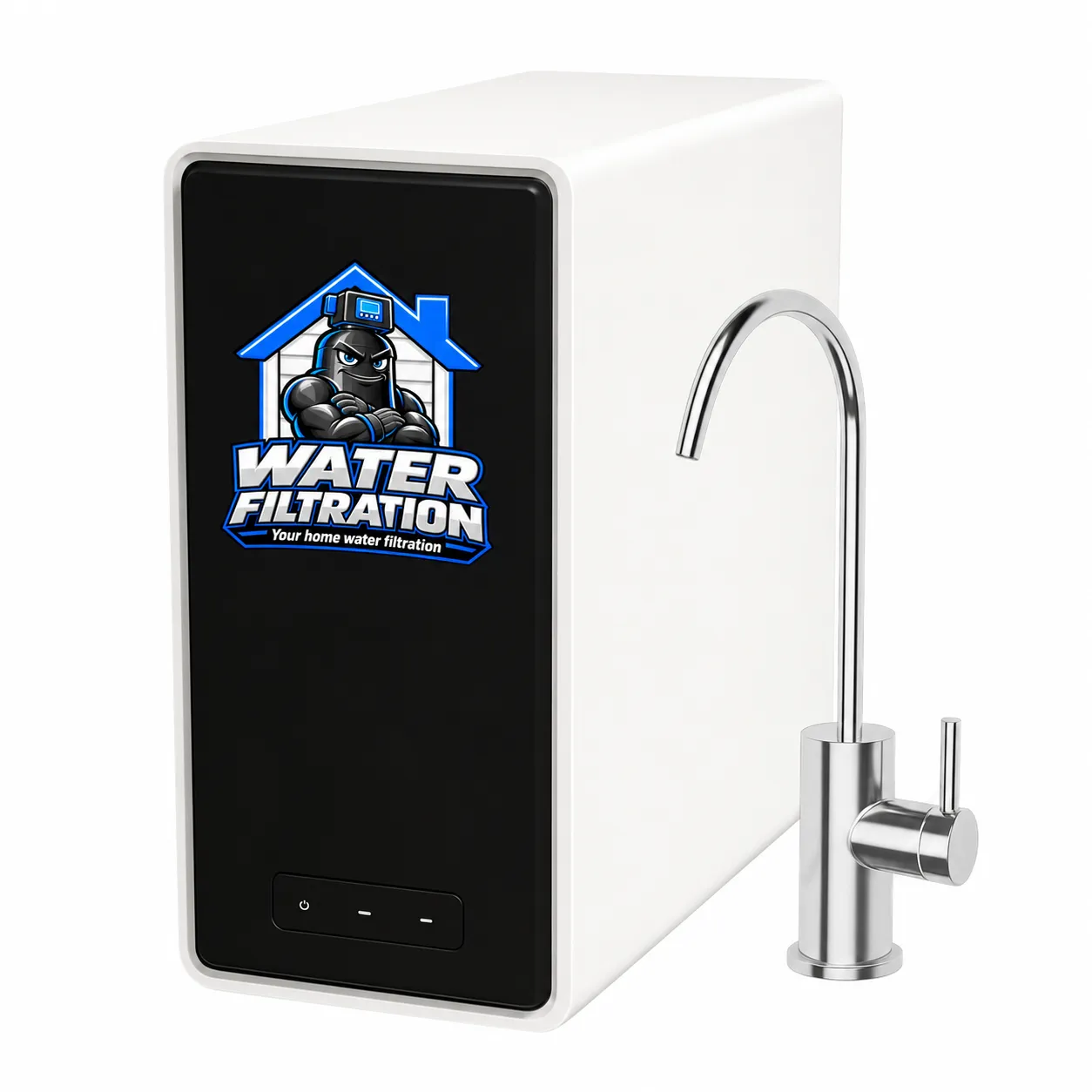 Tankless reverse osmosis system with its matching drinking water faucet