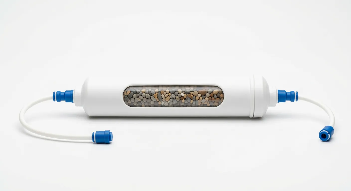 Alkaline remineralization filter cartridge with quick-connect fittings